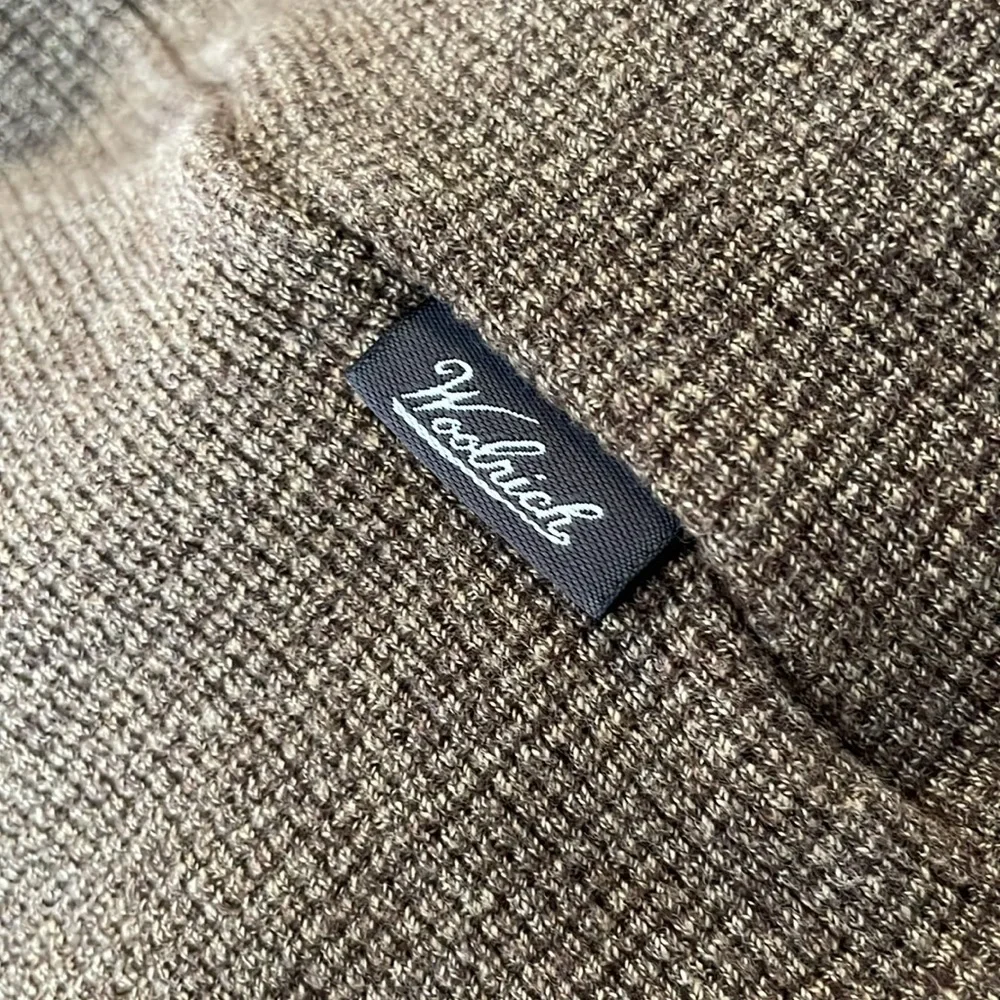 Woolrich Brown Waffle Knit Quarter Zip 100% Cotton‎ Pullover Size Medium